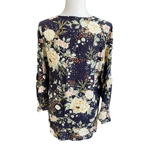 Farm Rio Charcoal Floral Star Boho Kimono Jacket One Size - Picture 11 of 14